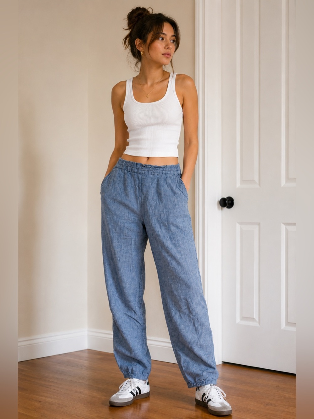 GAP Lightweight Chambray Pants - Blue